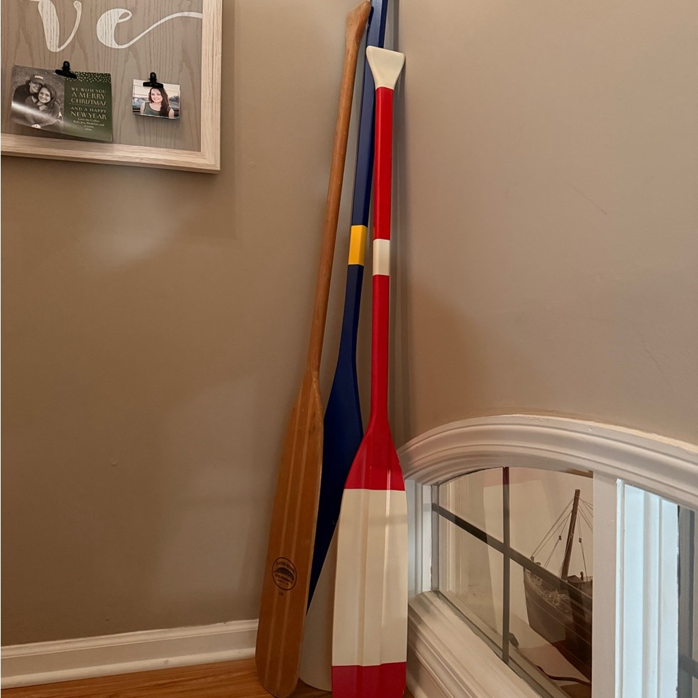 Set of 4 Pottery Barn Colorful Wooden Oar Set